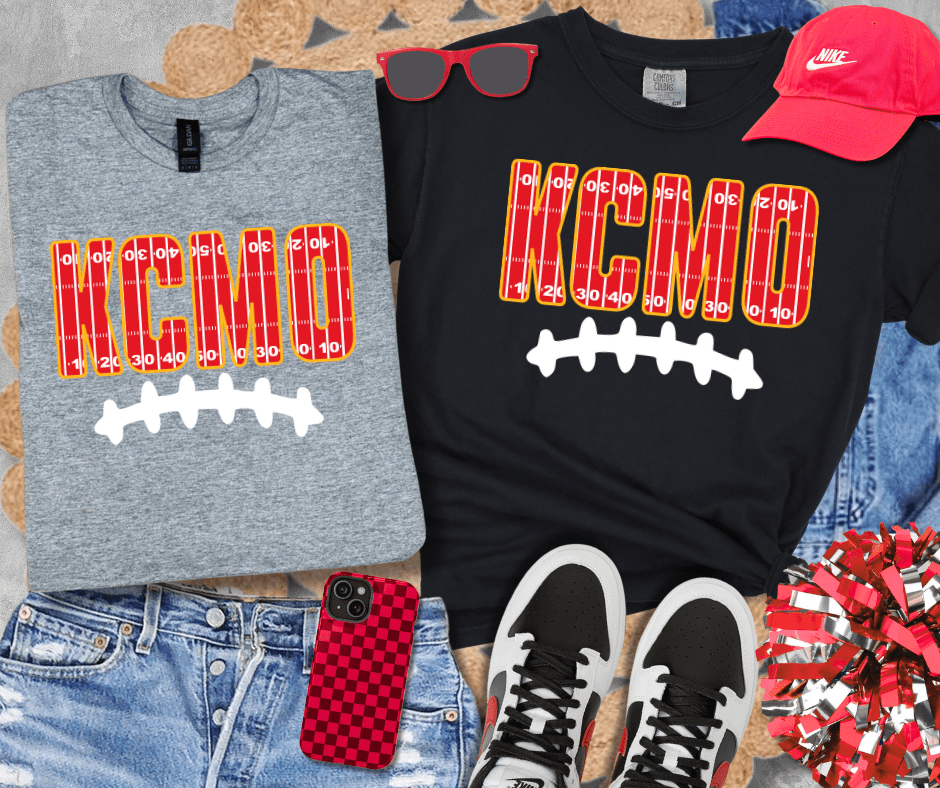 KCMO Football Field Letters White Laces (Pick Your Tee Color) - Tees - The Red Rival