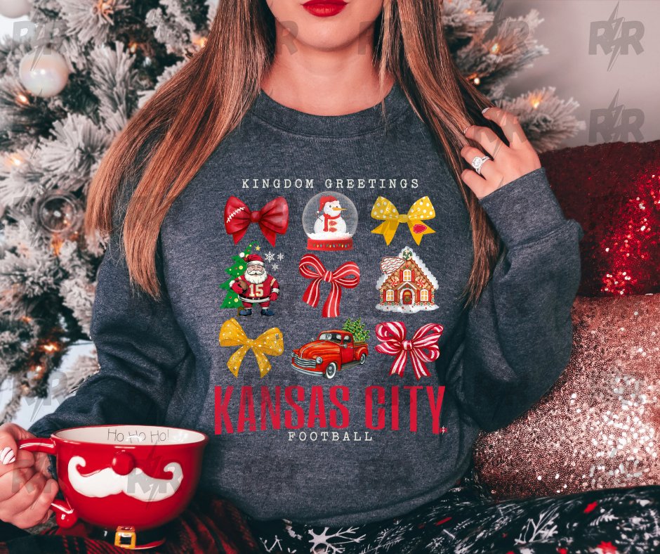 Kingdom Greetings Kansas City Football Grey Sweatshirt - Tees & Sweatshirts - The Red Rival