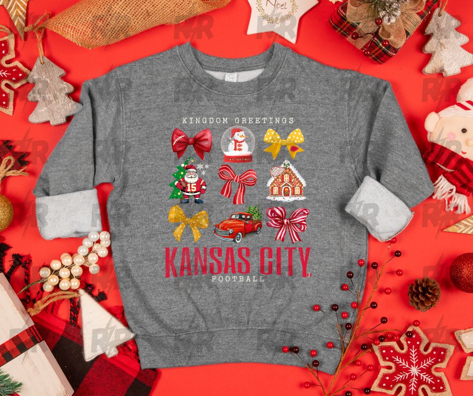 Kingdom Greetings Kansas City Football Grey Sweatshirt - Tees & Sweatshirts - The Red Rival
