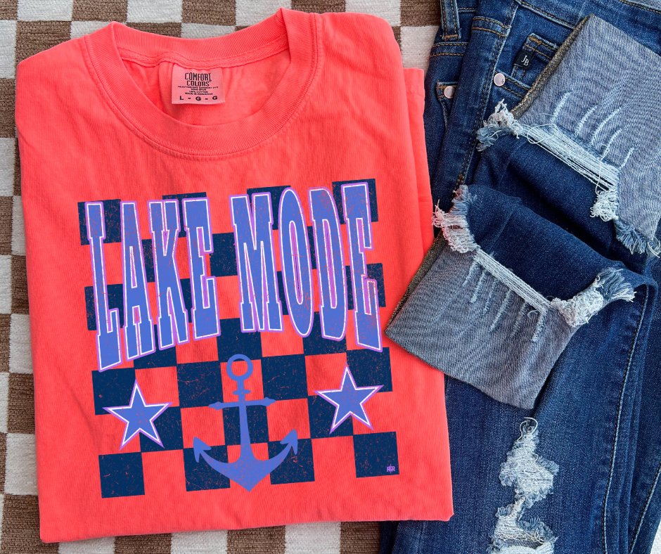 Lake Mode Checkered Background Tees - Graphic Tee - The Red Rival