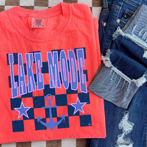 Lake Mode Checkered Background Tees - Graphic Tee - The Red Rival