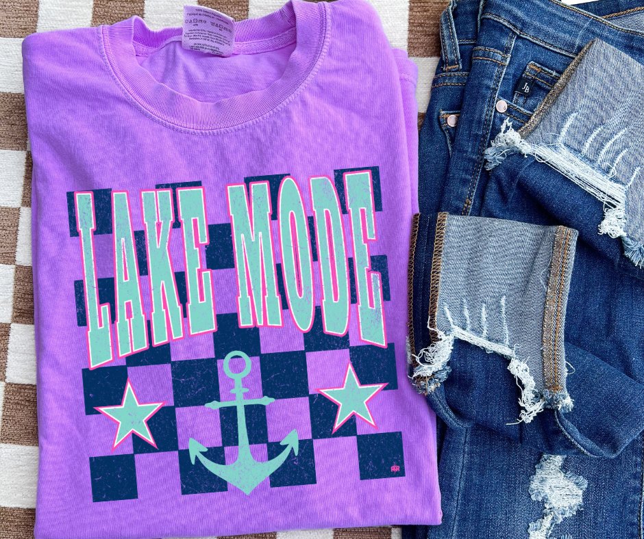 Lake Mode Checkered Background Tees - Graphic Tee - The Red Rival