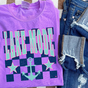 Lake Mode Checkered Background Tees - Graphic Tee - The Red Rival