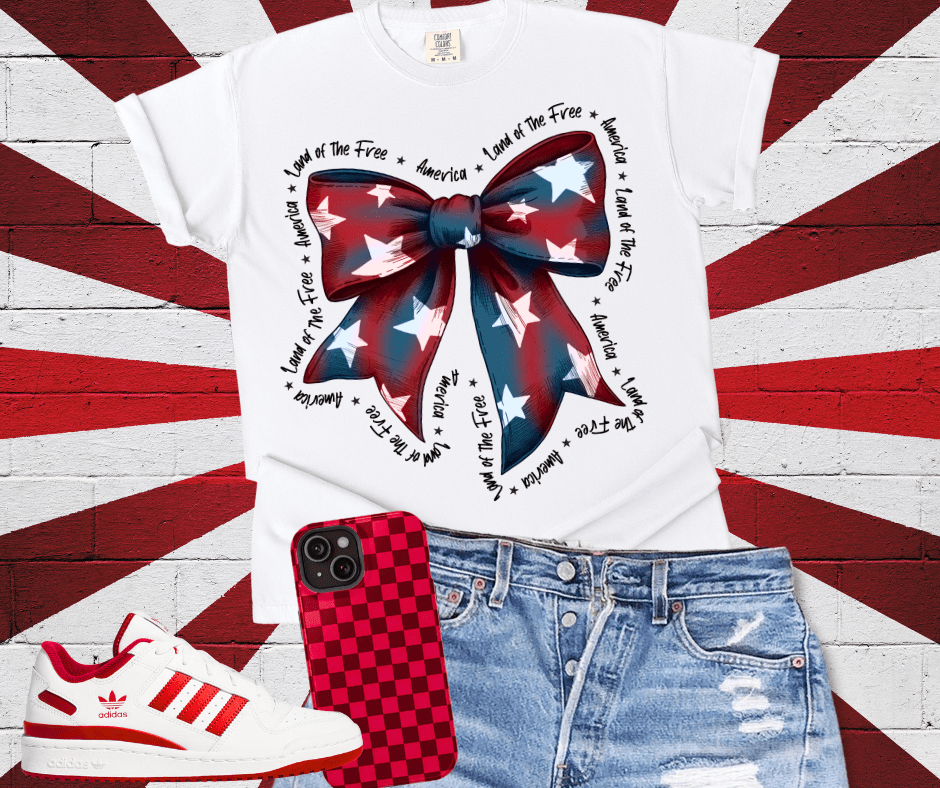 Land of the Free Star Bow - Graphic Tee - The Red Rival