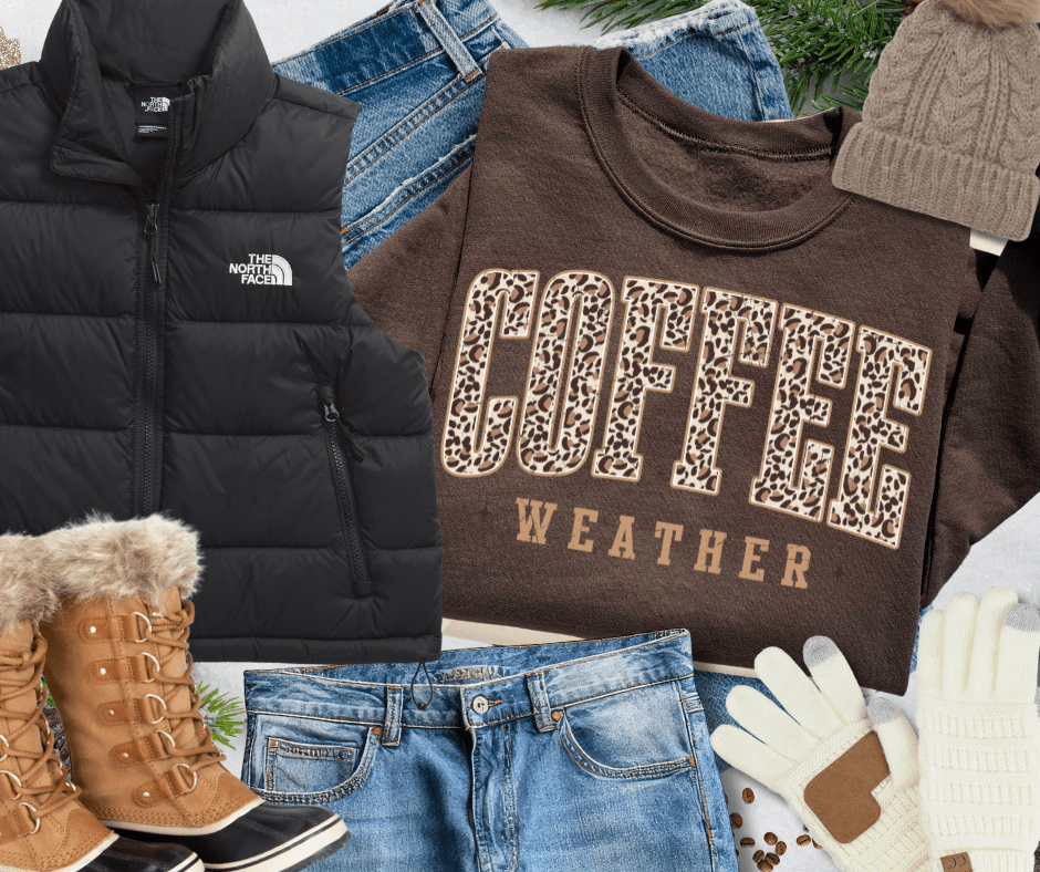 Leopard Coffee Weather Brown Tee or Sweatshirt - Tees - The Red Rival