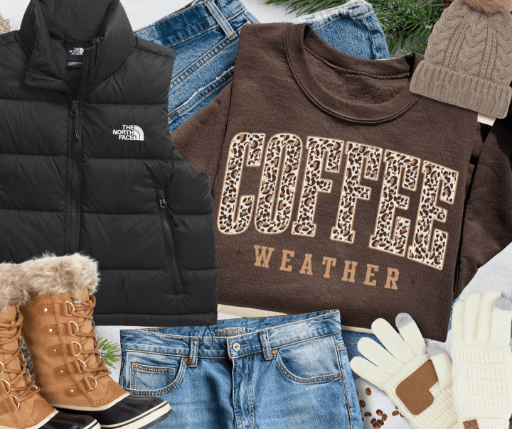 Leopard Coffee Weather Brown Tee or Sweatshirt - Tees - The Red Rival