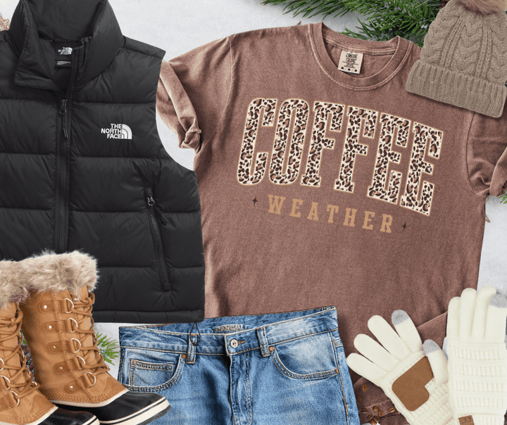 Leopard Coffee Weather Brown Tee or Sweatshirt - Tees - The Red Rival