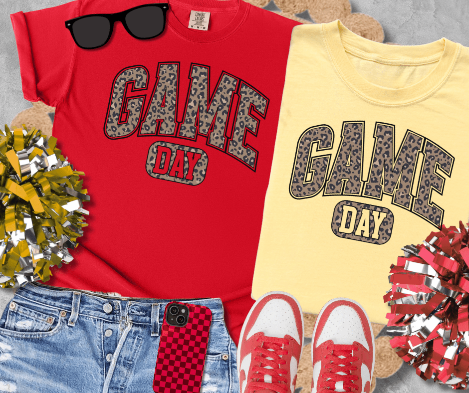 Leopard Game Day Letters (Pick Your Tee Color) - Wholesale - The Red Rival