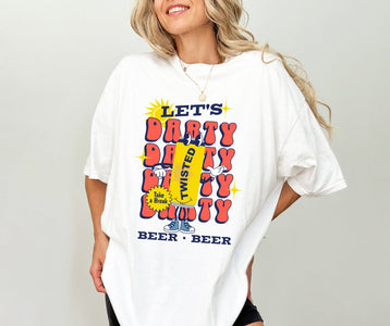 Let's Darty Twisted Can White Tee - Wholesale - The Red Rival