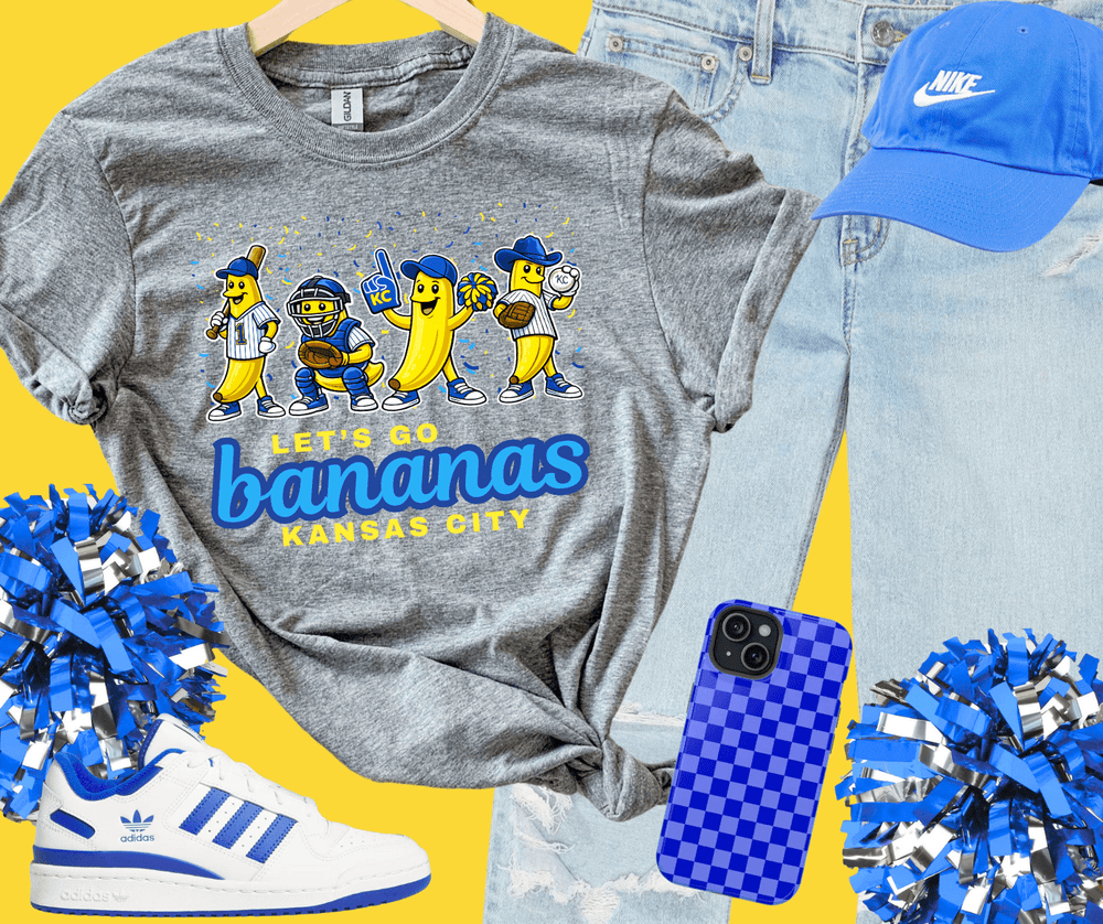 Let's Go Bananas Kansas City - 4 Banana Players - Grey Tee - Tees - The Red Rival