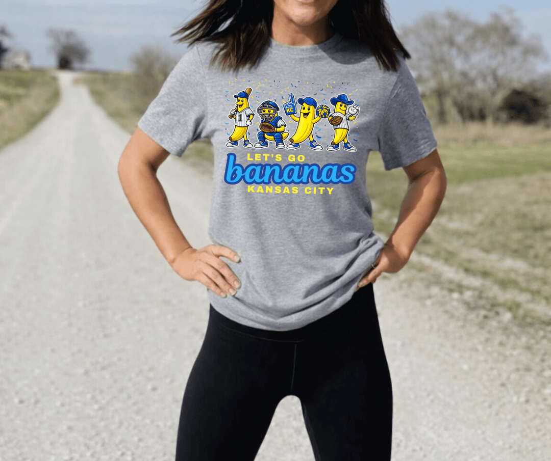 Let's Go Bananas Kansas City - 4 Banana Players - Grey Tee - Tees - The Red Rival