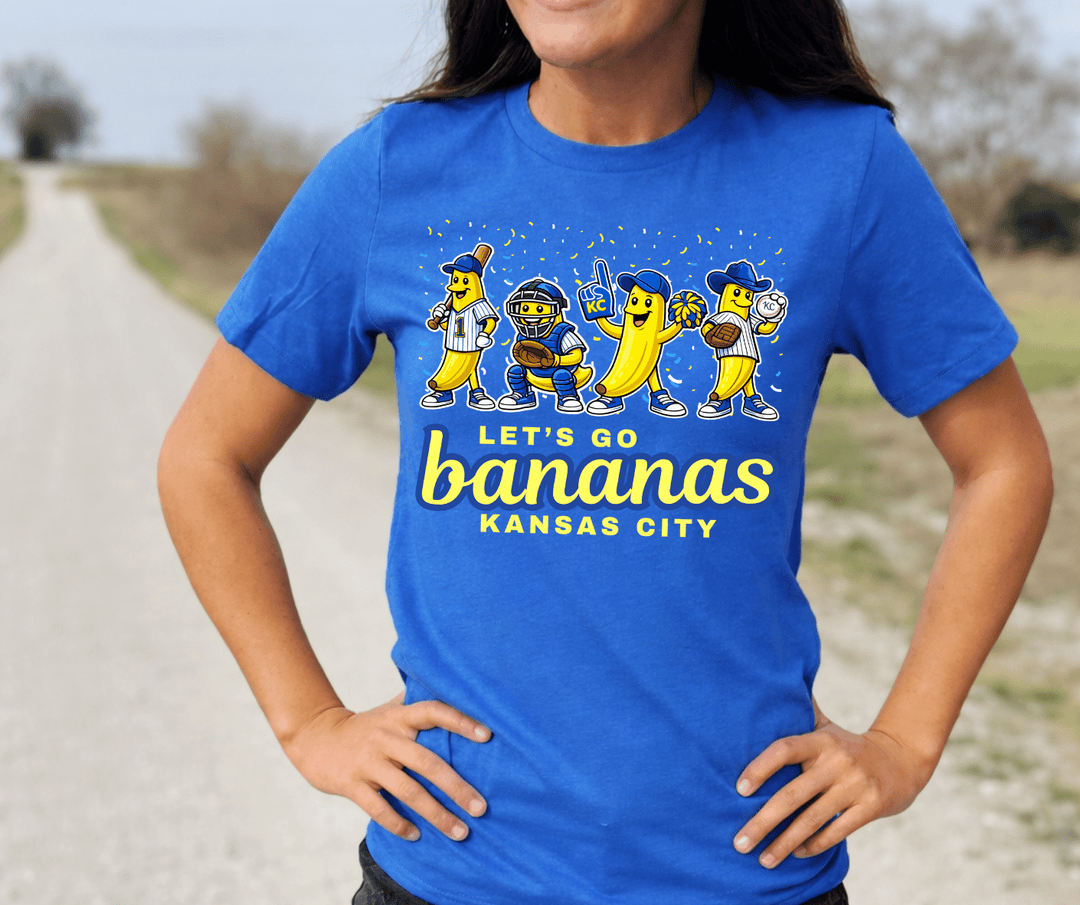 Let's Go Bananas Kansas City - 4 Banana Players - Heather Blue Tee - Tees - The Red Rival