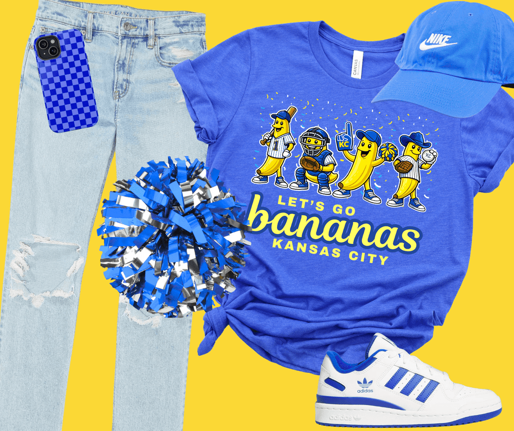 Let's Go Bananas Kansas City - 4 Banana Players - Heather Blue Tee - Tees - The Red Rival