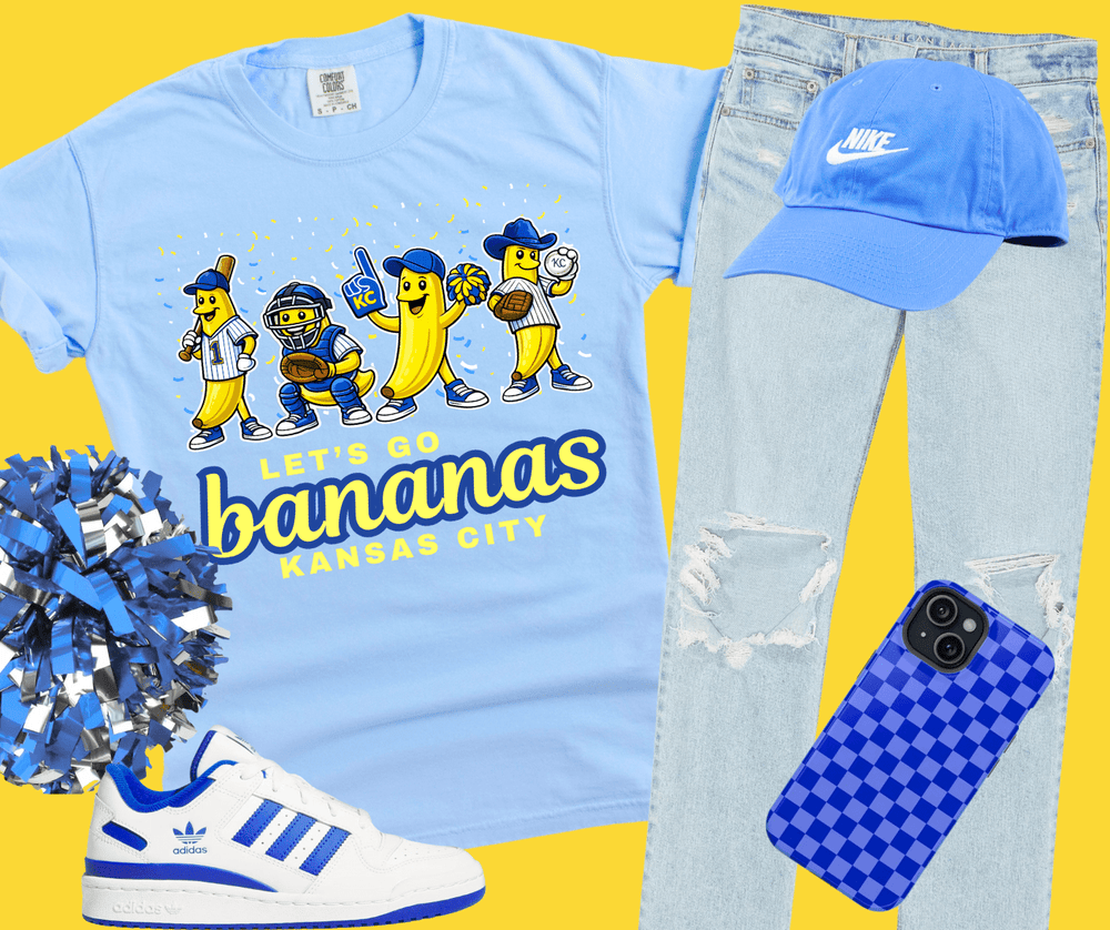 Let's Go Bananas Kansas City - 4 Banana Players - Light Blue Graphic Tee - Graphic Tee - The Red Rival