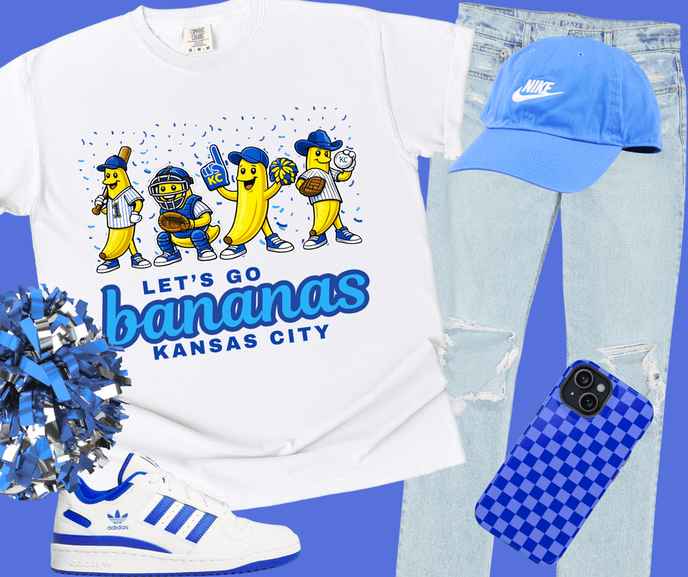 Let's Go Bananas Kansas City - 4 Banana Players - White Graphic Tee - Graphic Tee - The Red Rival