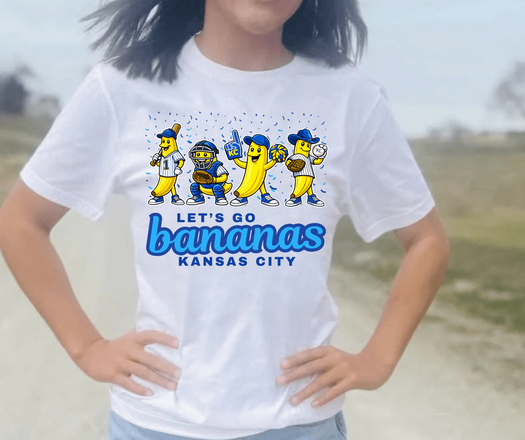Let's Go Bananas Kansas City - 4 Banana Players - White Graphic Tee - Graphic Tee - The Red Rival