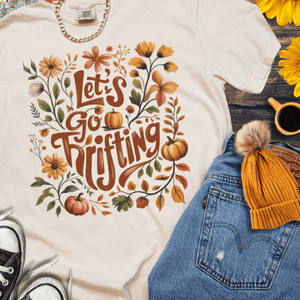 Let's Go Thrifting Flowers & Pumpkins Ivory Tee - Tees - The Red Rival