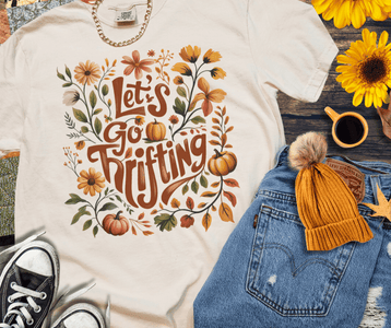 Let's Go Thrifting Flowers & Pumpkins Ivory Tee - Tees - The Red Rival