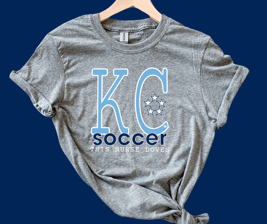 Light Blue & Navy This Nurse Loves KC Soccer - Tees - The Red Rival