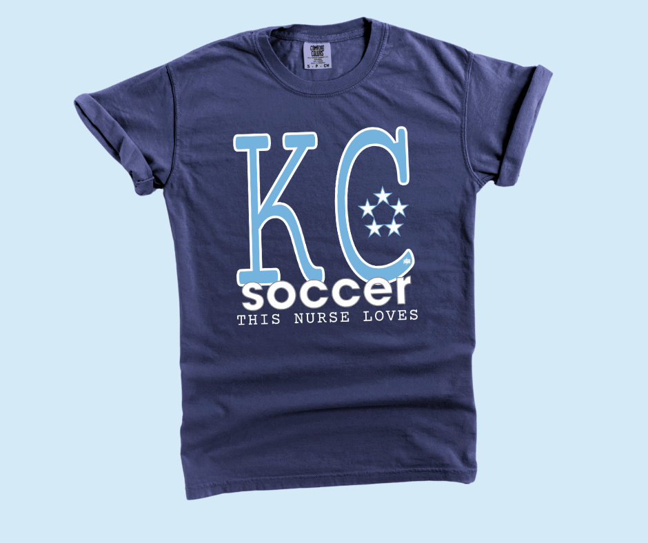 Light Blue & White This Nurse Loves KC Soccer - Tees - The Red Rival