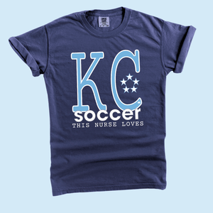 Light Blue & White This Nurse Loves KC Soccer - Tees - The Red Rival