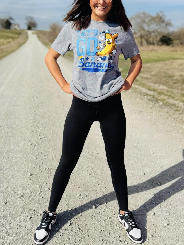 Light Blue/Royal Blue Let's Go Bananas Grey Tee - Tees - The Red Rival