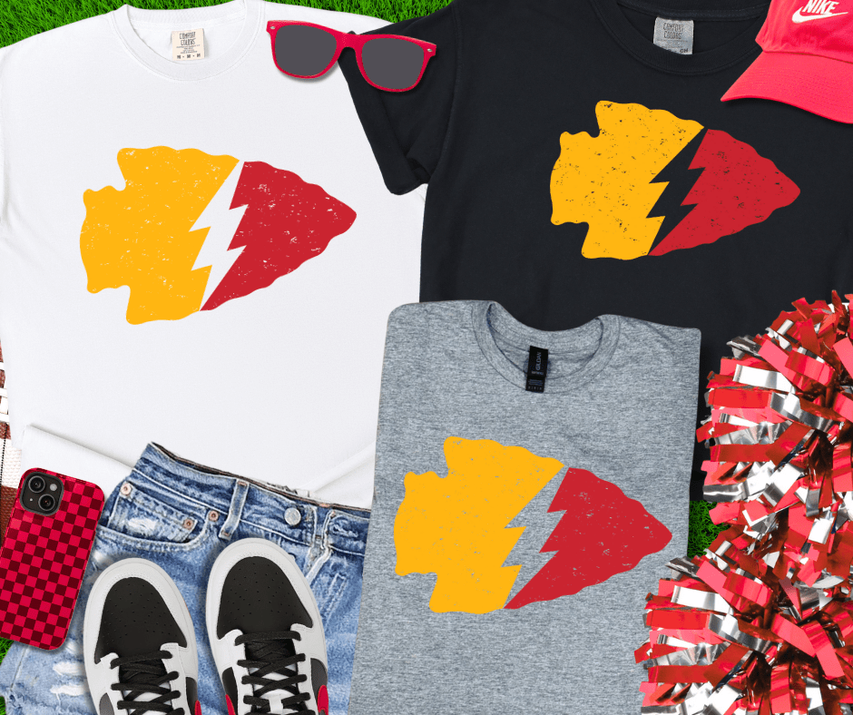 Lightening Bolt Split Arrowhead (Pick Your Tee Color) - Tees - The Red Rival