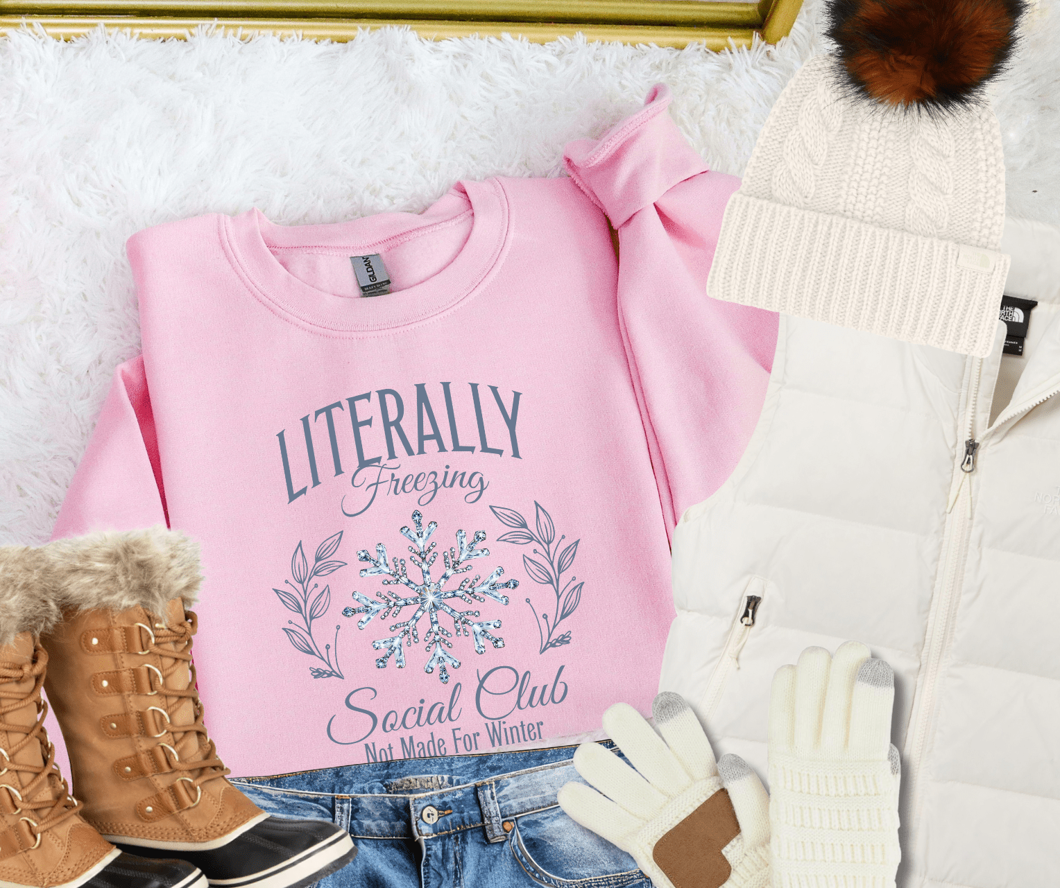 Literally Freezing Social Club Pink Sweatshirt or Tee - Tees - The Red Rival