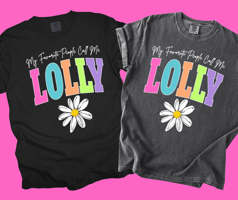 LOLLY - Multi - Color Varsity Letters (Pick your design & tee color) - Graphic Tee - The Red Rival