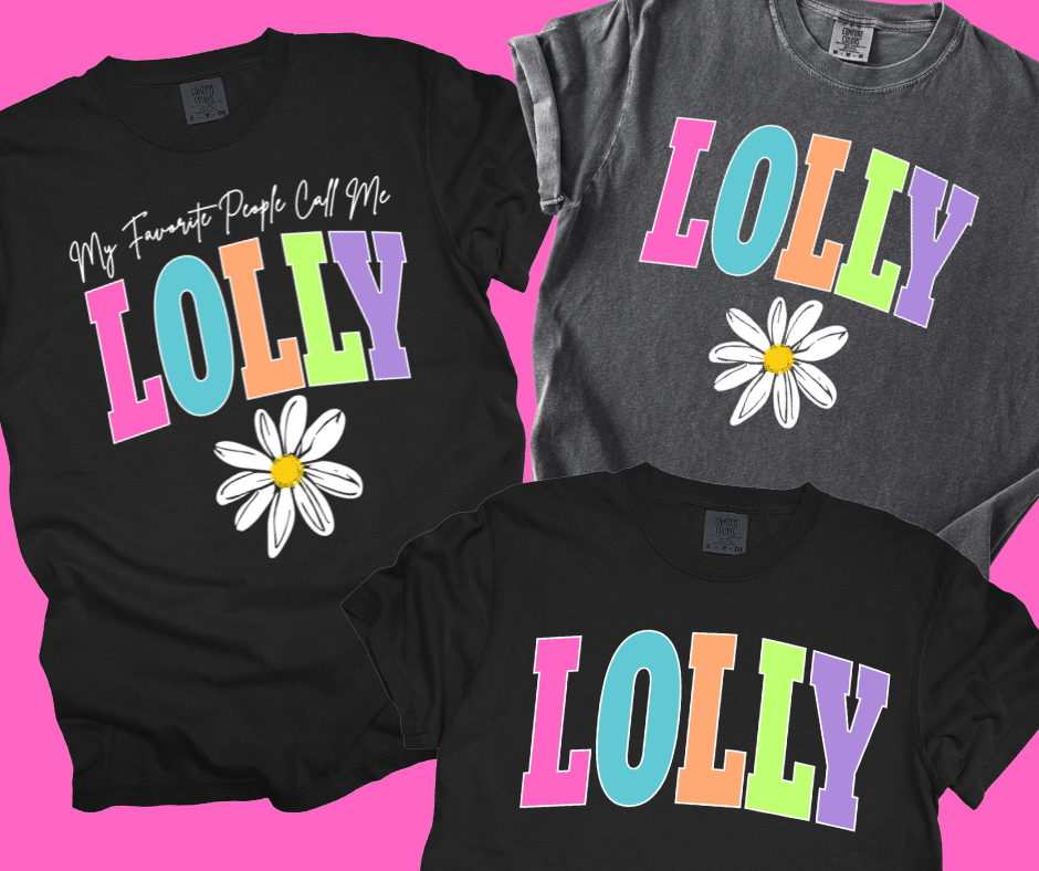 LOLLY - Multi - Color Varsity Letters (Pick your design & tee color) - Graphic Tee - The Red Rival