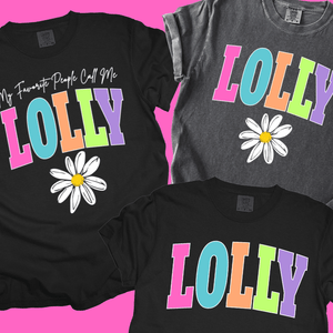 LOLLY - Multi - Color Varsity Letters (Pick your design & tee color) - Graphic Tee - The Red Rival