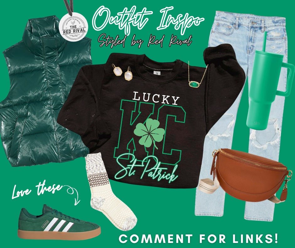 Lucky KC St Patrick Black Tee or Sweatshirt - Tees - The Red Rival