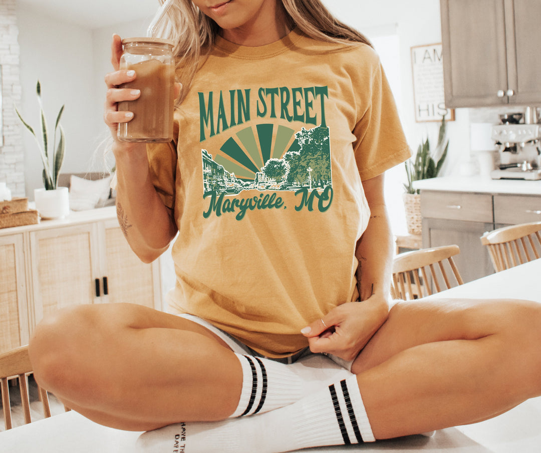 Main Street Maryville, MO Mustard Colored Tee - Apparel & Accessories - The Red Rival