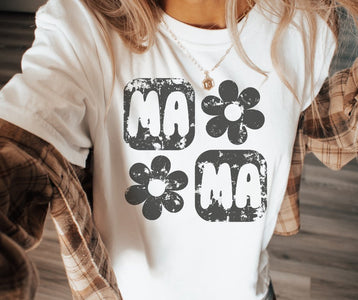 Mama Flower Power Squares Ivory Tee - Graphic Tee - The Red Rival