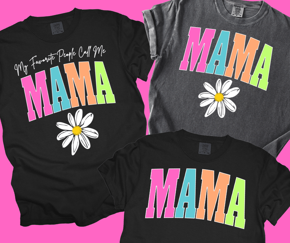 MAMA - Multi - Color Varsity Letters (Pick your design & tee color) - Graphic Tee - The Red Rival