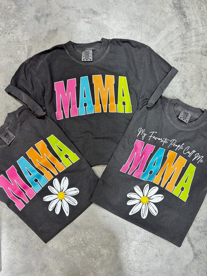 MAMA - Multi - Color Varsity Letters (Pick your design & tee color) - Graphic Tee - The Red Rival