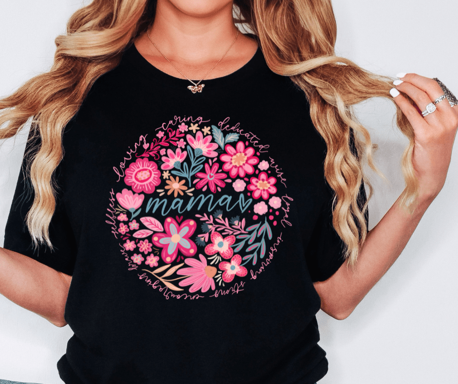 Mama Pink Floral Circle - Tees - The Red Rival