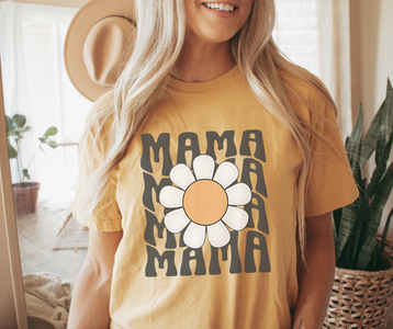 Mama Repeat Daisy Mustard Tee - The Red Rival