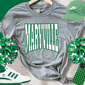 MARYVILLE Block Letters Green Outline (Pick Your TShirt Color) - Wholesale - The Red Rival