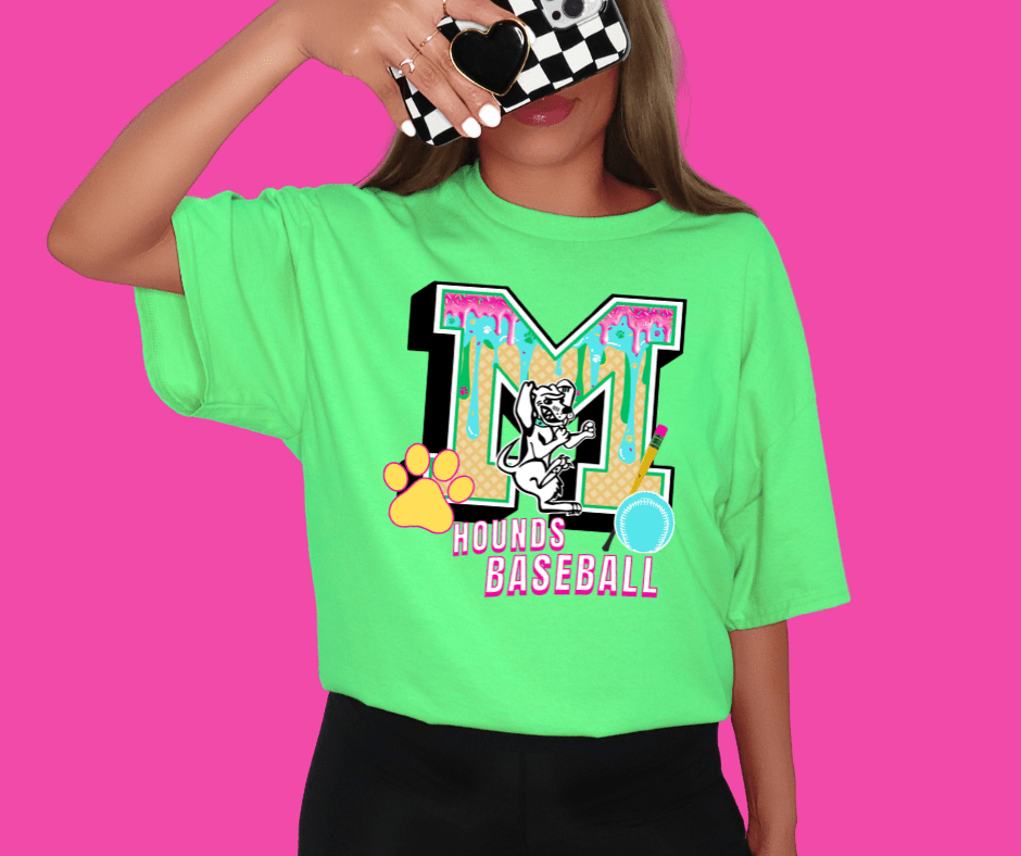 Maryville Hounds Baseball Ice Cream Drip - Graphic Tee - The Red Rival