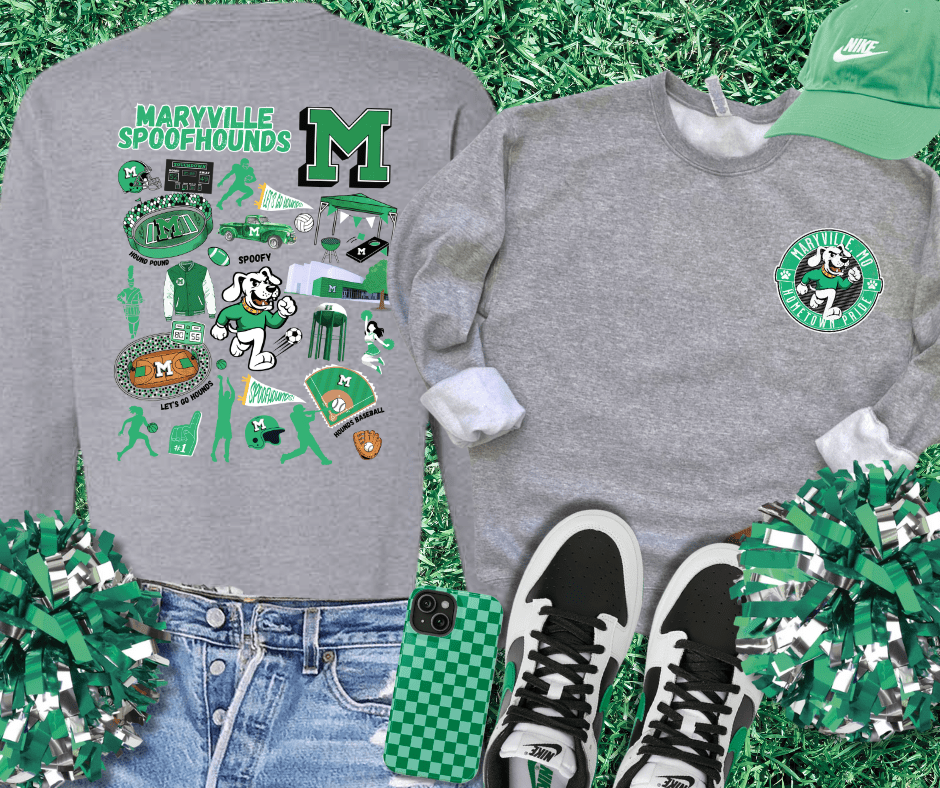 Maryville Hounds Collage Front/Back Sweatshirt or Tee - Wholesale - The Red Rival