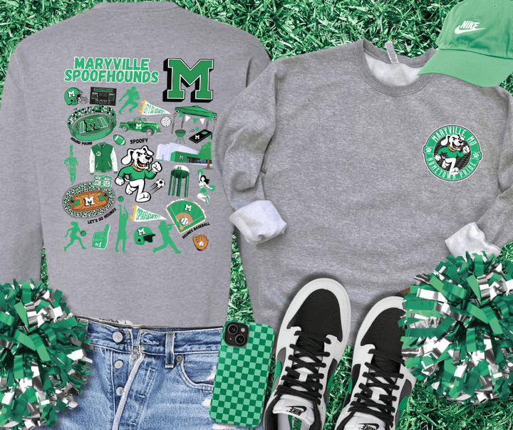 Maryville Hounds Collage Front/Back Sweatshirt or Tee - Wholesale - The Red Rival