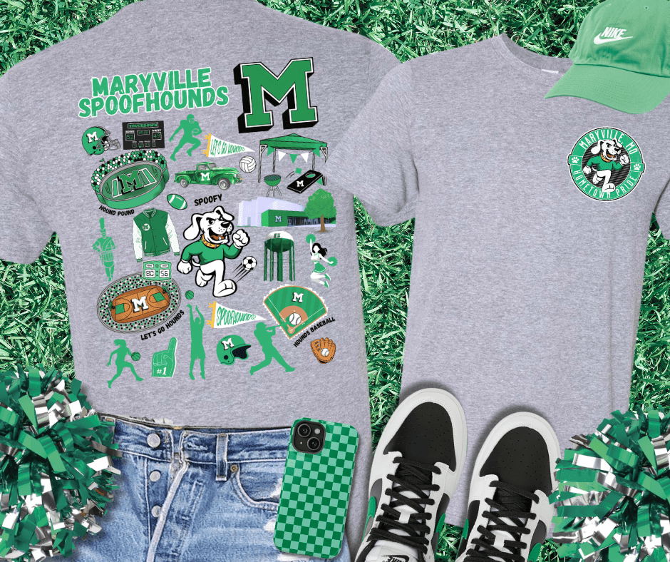 Maryville Hounds Collage Front/Back Sweatshirt or Tee - Wholesale - The Red Rival