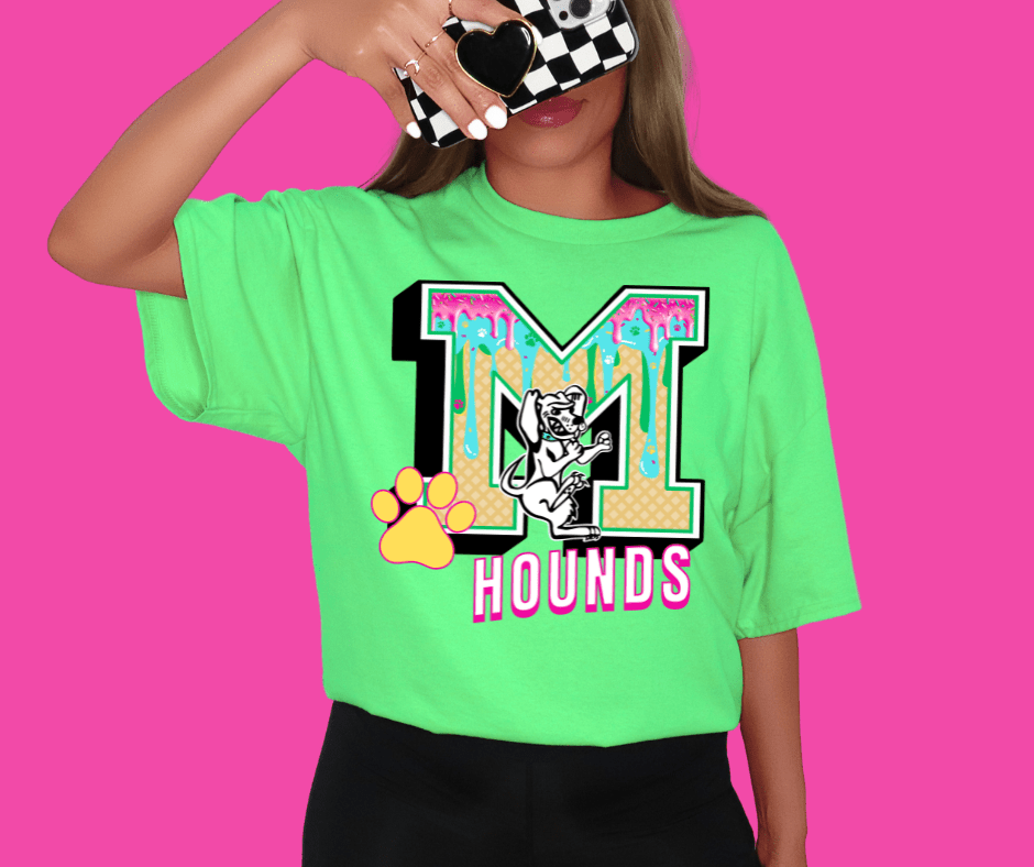 Maryville Hounds Ice Cream Drip Green Tee - Graphic Tee - The Red Rival