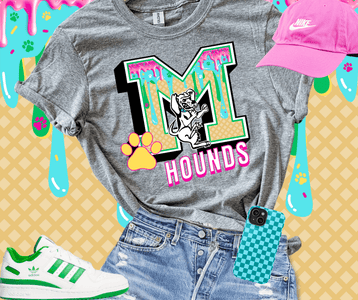 Maryville Hounds Ice Cream Drip Grey Tee - Graphic Tee - The Red Rival
