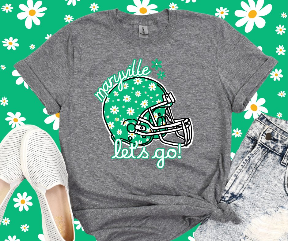 Maryville Let's Go Green Daisy Helmet Grey Tee - Tees - The Red Rival