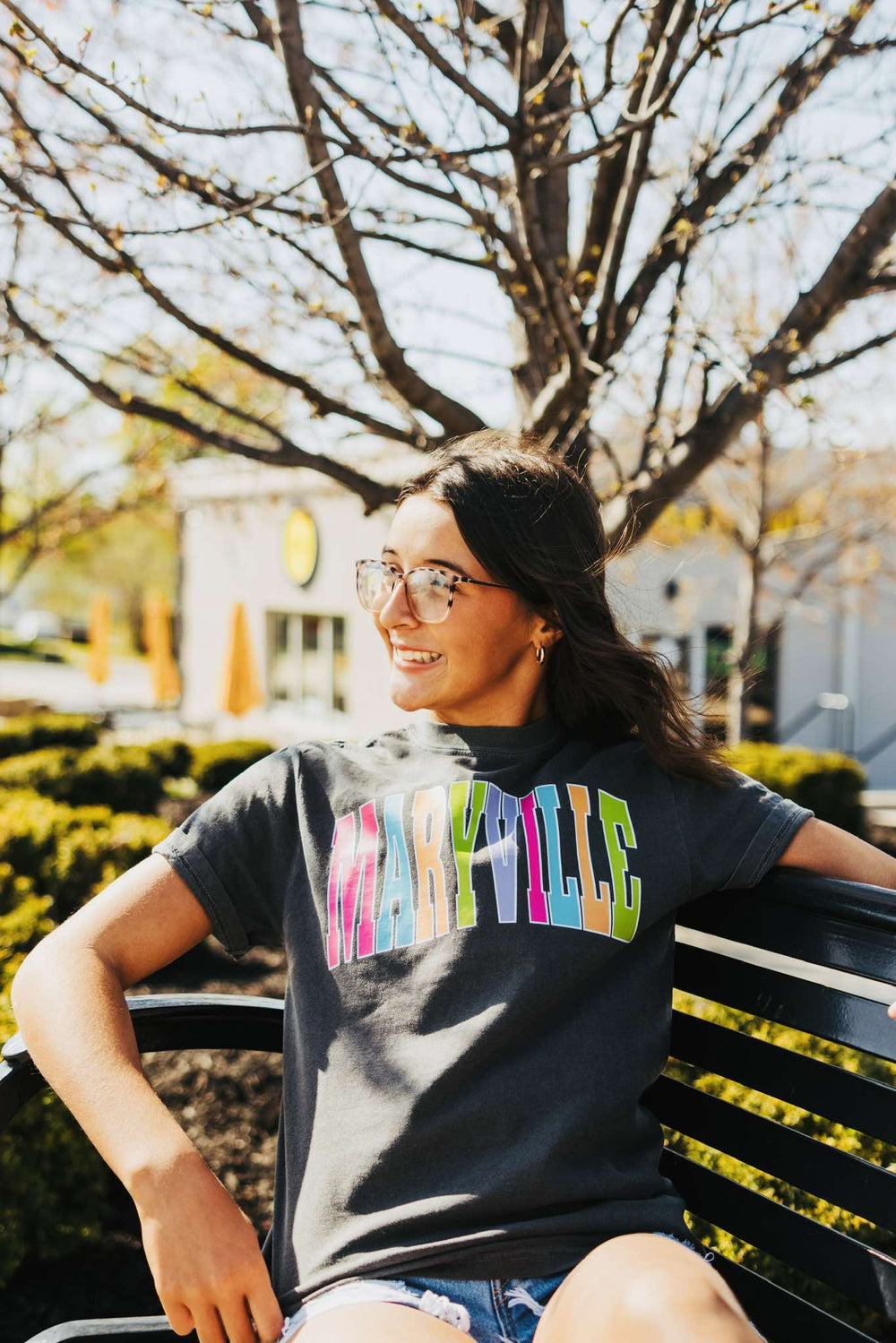 MARYVILLE - Multi - Color Varsity Letters (Pick your tee color) - Graphic Tee - The Red Rival