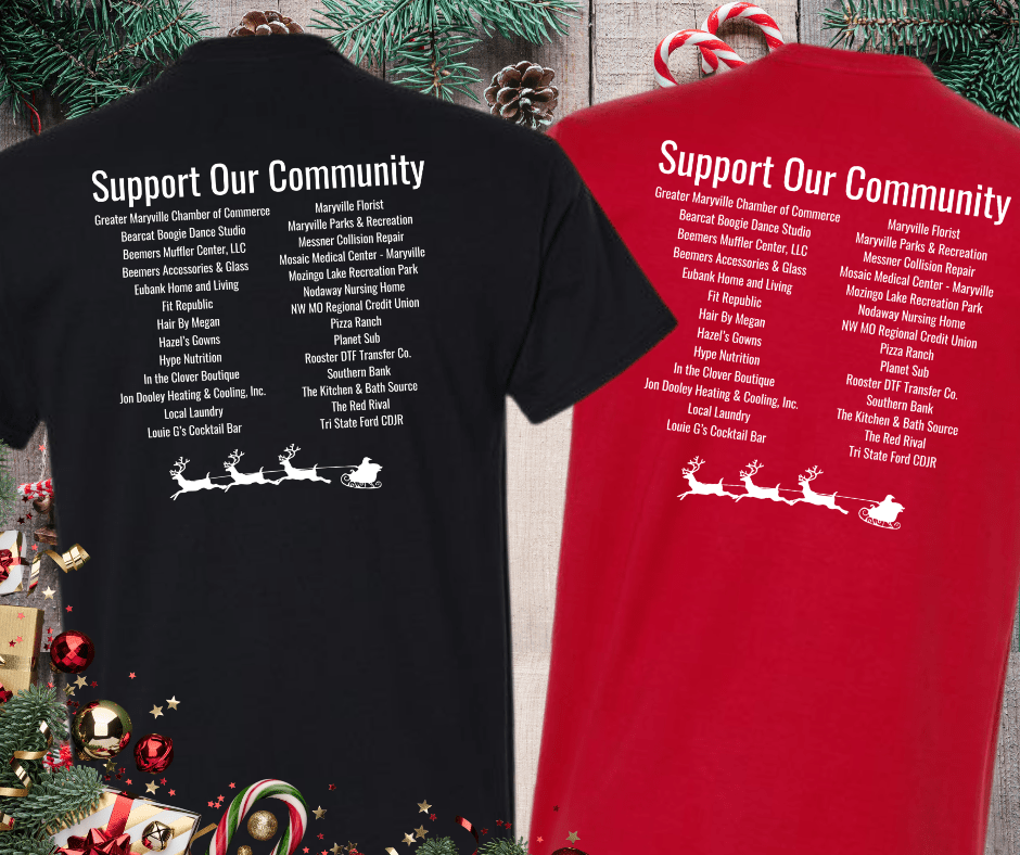 Maryville Shop Local Businesses Front/Back (Choose your tee color) - Wholesale - The Red Rival