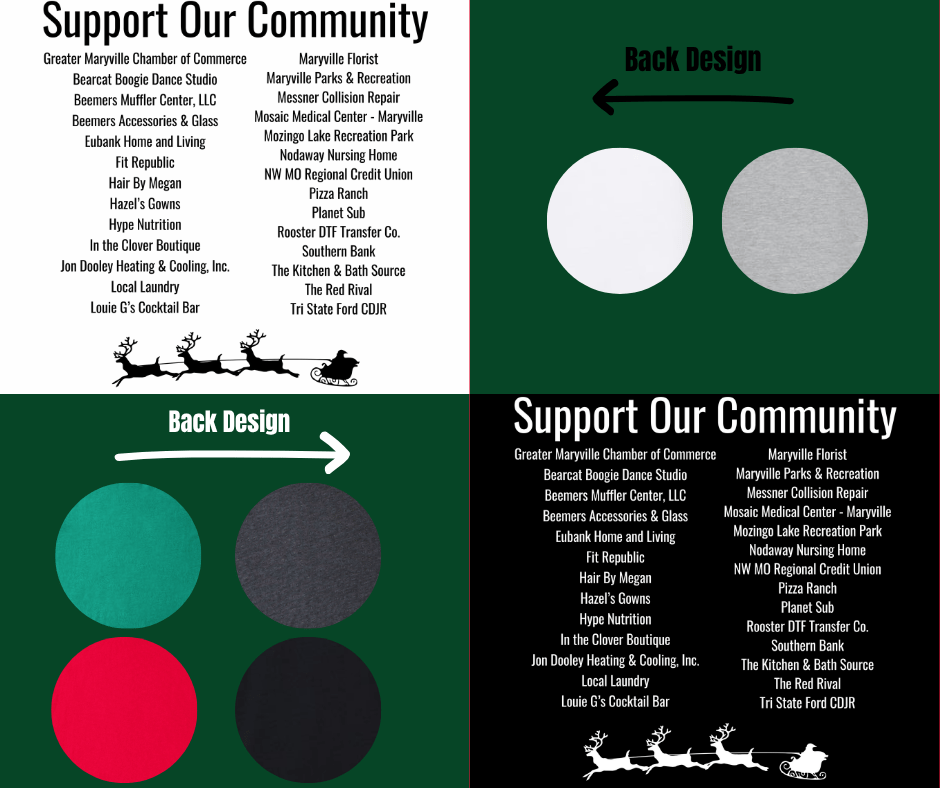 Maryville Shop Local Businesses Front/Back (Choose your tee color) - Wholesale - The Red Rival