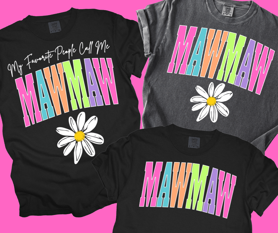 MAWMAW - Multi - Color Varsity Letters (Pick your design & tee color) - Graphic Tee - The Red Rival